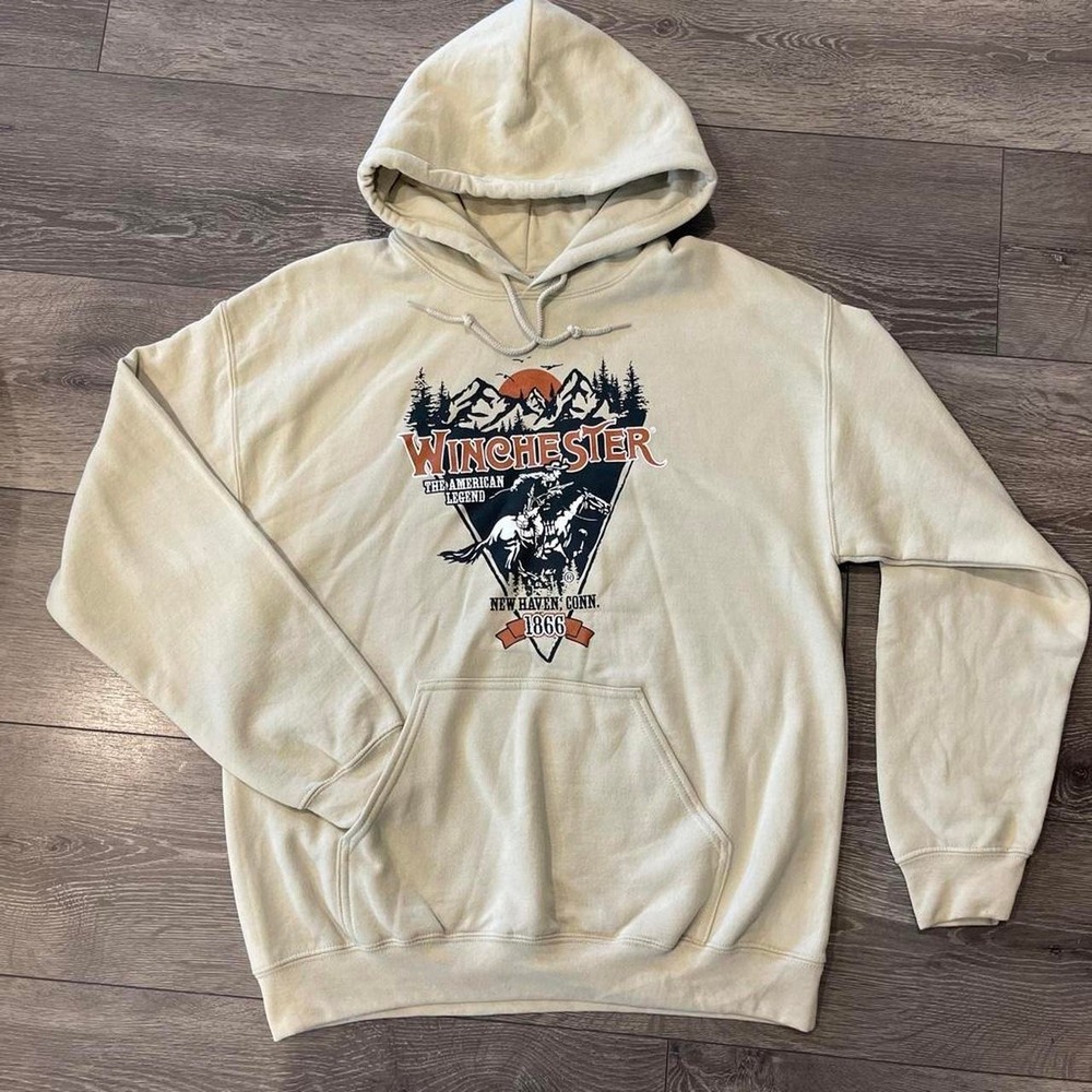Winchester The American Legend Graphic Hoodie Mens Medium Beige Sweatshirt